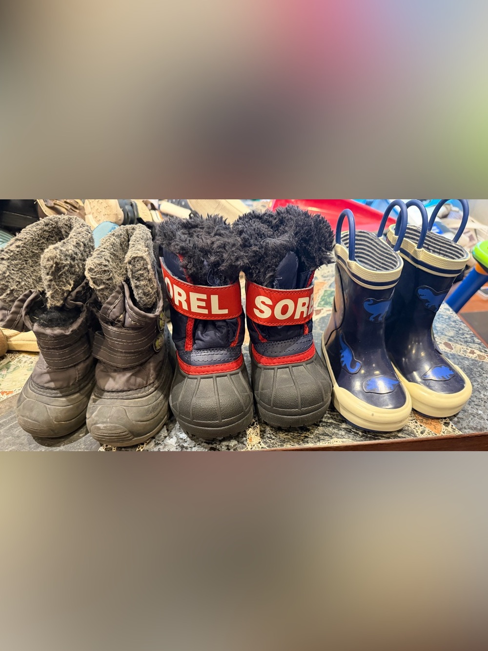 3 sets Sorel Kids Navy, Red & Black Insulated Snow Boots size 5